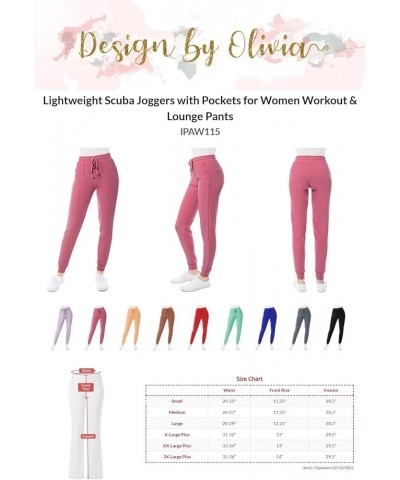 Women's Lightweight Scuba Joggers with Pockets for Women Workout & Lounge Pants Red $10.77 Pants