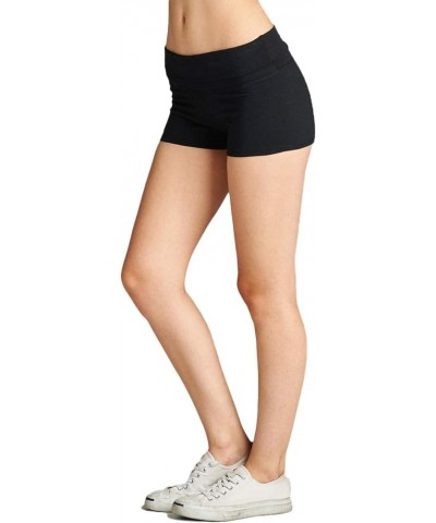 Women's Active Yoga Shorts Low Rise Fold Over Workout Dance Pant 3pk - Black Navy Charcoal $9.99 Activewear