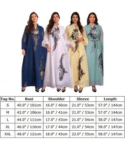 Abayas for Women Muslim Long Sleeve Embroidery Applique Maxi Kaftan Dresses Casual Loose Full Cover Islamic Dubai Robe White ...