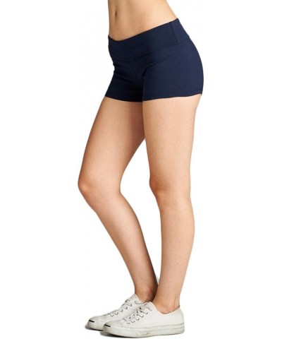 Women's Active Yoga Shorts Low Rise Fold Over Workout Dance Pant 3pk - Black Navy Charcoal $9.99 Activewear