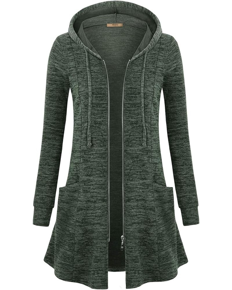 Womens Zip Up Long Hoodie Jacket Lightweight Tunic Sweatshirt Open Front Cardigan Green $19.68 Hoodies & Sweatshirts