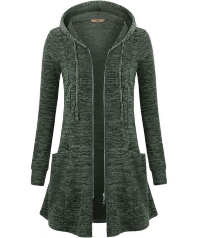 Womens Zip Up Long Hoodie Jacket Lightweight Tunic Sweatshirt Open Front Cardigan Green $19.68 Hoodies & Sweatshirts