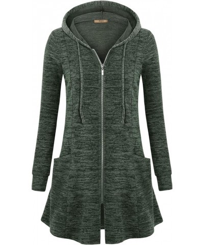 Womens Zip Up Long Hoodie Jacket Lightweight Tunic Sweatshirt Open Front Cardigan Green $19.68 Hoodies & Sweatshirts