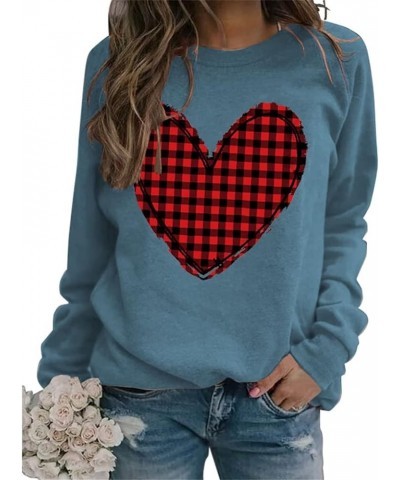 Love Heart Women's Sweatshirt Fall Pullover Tops Valentine's Day Crew Neck Long Sleeve Graphic Sweatshirt 02-blue $11.63 Acti...