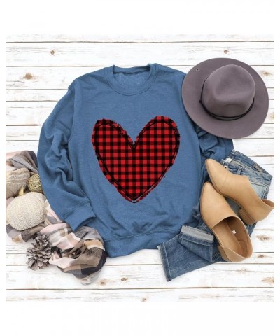 Love Heart Women's Sweatshirt Fall Pullover Tops Valentine's Day Crew Neck Long Sleeve Graphic Sweatshirt 02-blue $11.63 Acti...