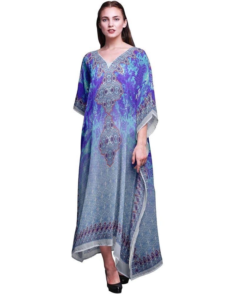 Ladies Plus Size Kaftan Summer Wear Beach Coverup Kimono Caftan Lavender Blue $17.81 Swimsuits