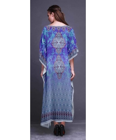 Ladies Plus Size Kaftan Summer Wear Beach Coverup Kimono Caftan Lavender Blue $17.81 Swimsuits