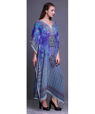 Ladies Plus Size Kaftan Summer Wear Beach Coverup Kimono Caftan Lavender Blue $17.81 Swimsuits