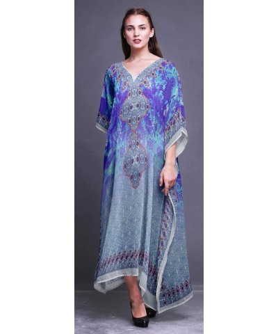 Ladies Plus Size Kaftan Summer Wear Beach Coverup Kimono Caftan Lavender Blue $17.81 Swimsuits