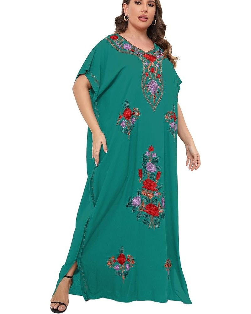 Plus Size Kaftan Dresses for Women Embroidered Caftan Maxi Dress Loungewear Bathing Suit Cover up Sundress Abaya Green $12.74...