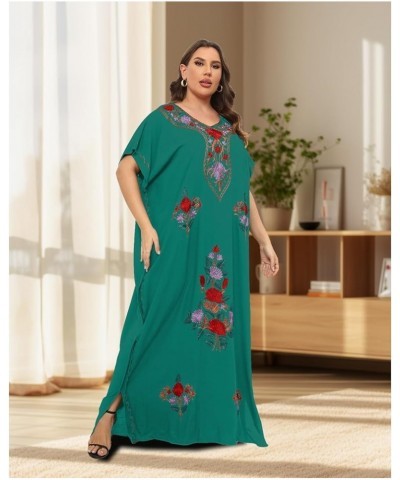 Plus Size Kaftan Dresses for Women Embroidered Caftan Maxi Dress Loungewear Bathing Suit Cover up Sundress Abaya Green $12.74...