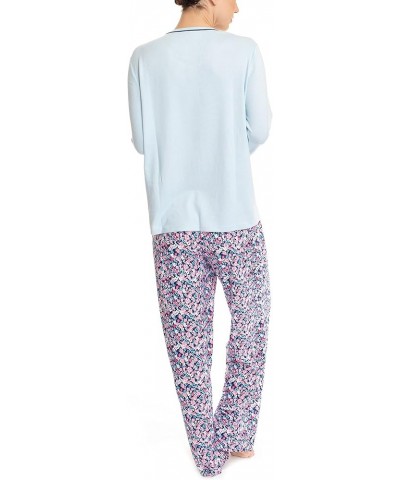 Women's Dreamscape Longsleeve Top and Pajama Bottom Butter Knit Sleep and Lounge Set Blue/Floral $13.33 Sleep & Lounge