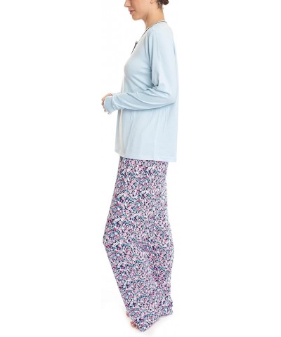 Women's Dreamscape Longsleeve Top and Pajama Bottom Butter Knit Sleep and Lounge Set Blue/Floral $13.33 Sleep & Lounge