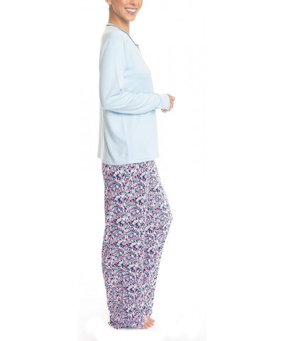 Women's Dreamscape Longsleeve Top and Pajama Bottom Butter Knit Sleep and Lounge Set Blue/Floral $13.33 Sleep & Lounge