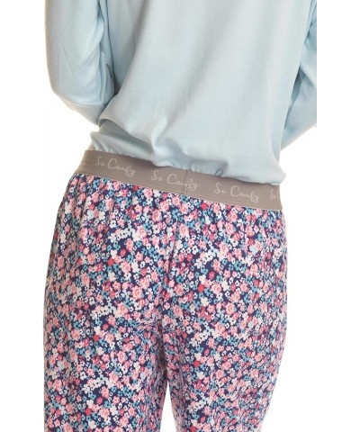 Women's Dreamscape Longsleeve Top and Pajama Bottom Butter Knit Sleep and Lounge Set Blue/Floral $13.33 Sleep & Lounge