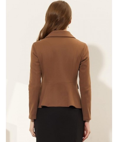 Women's Peter Pan Collar Peacoat Double Breasted Short Coat Dark Brown $31.31 Blazers