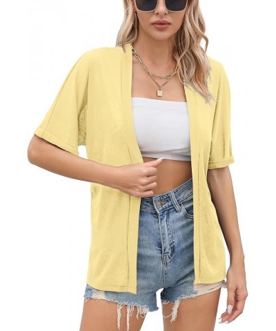 Women's Lightweight Open Front Cardigans Casual Short Sleeve Blouse Tops A-01 Apricot $11.93 Sweaters