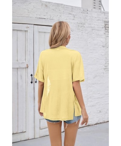 Women's Lightweight Open Front Cardigans Casual Short Sleeve Blouse Tops A-01 Apricot $11.93 Sweaters