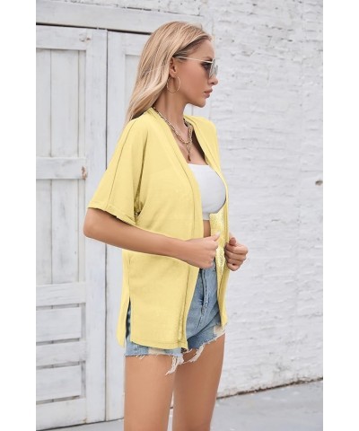 Women's Lightweight Open Front Cardigans Casual Short Sleeve Blouse Tops A-01 Apricot $11.93 Sweaters