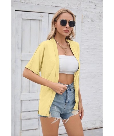 Women's Lightweight Open Front Cardigans Casual Short Sleeve Blouse Tops A-01 Apricot $11.93 Sweaters