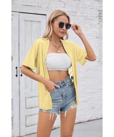 Women's Lightweight Open Front Cardigans Casual Short Sleeve Blouse Tops A-01 Apricot $11.93 Sweaters