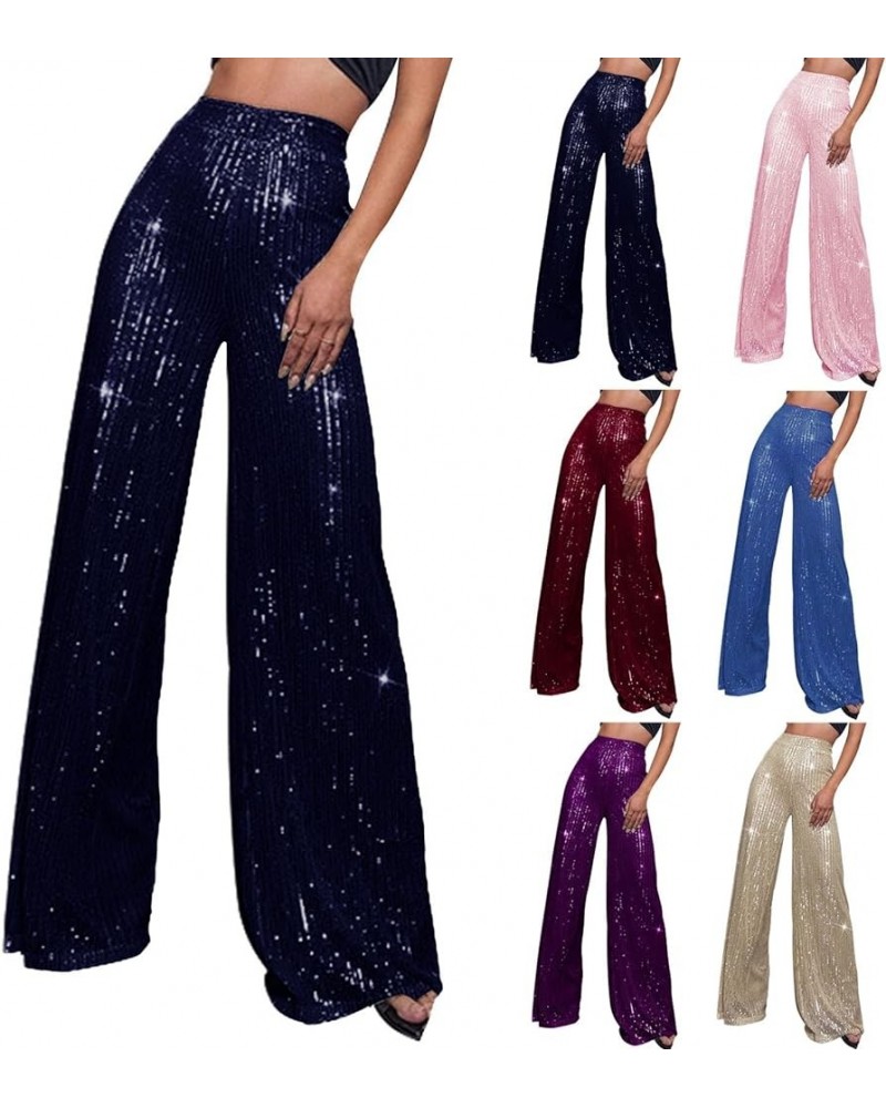 Sparkle Pants Women,Womens Sequin Pants Shiny Glitter Bling Evening Party Pants Fashion Pencil Pants with Drawstring Z2-blue ...