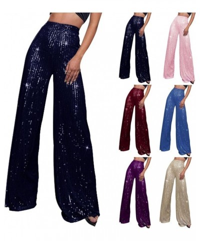 Sparkle Pants Women,Womens Sequin Pants Shiny Glitter Bling Evening Party Pants Fashion Pencil Pants with Drawstring Z2-blue ...