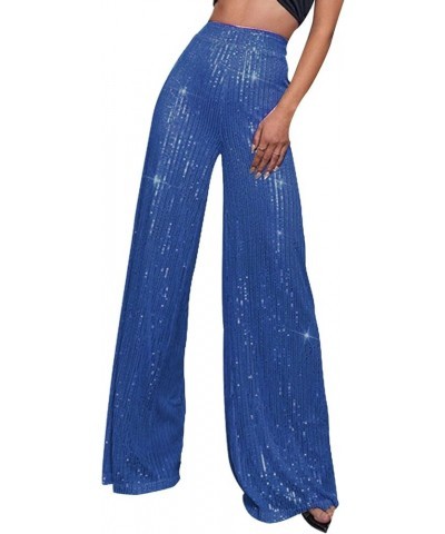 Sparkle Pants Women,Womens Sequin Pants Shiny Glitter Bling Evening Party Pants Fashion Pencil Pants with Drawstring Z2-blue ...