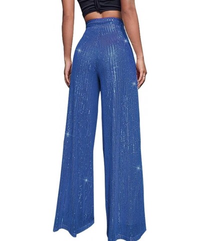 Sparkle Pants Women,Womens Sequin Pants Shiny Glitter Bling Evening Party Pants Fashion Pencil Pants with Drawstring Z2-blue ...