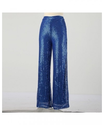 Sparkle Pants Women,Womens Sequin Pants Shiny Glitter Bling Evening Party Pants Fashion Pencil Pants with Drawstring Z2-blue ...