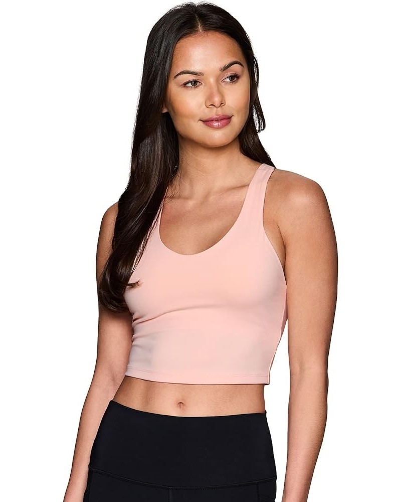 Active Women's Bra Top, Athletic Yoga Crop Tank Top with Built in Shelf Bra Solid Blush Pink $12.82 Lingerie