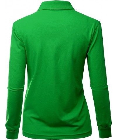 Women's Pique 180-200 TC Polo Dri Fit Collar T-Shirts Green $11.28 Shirts