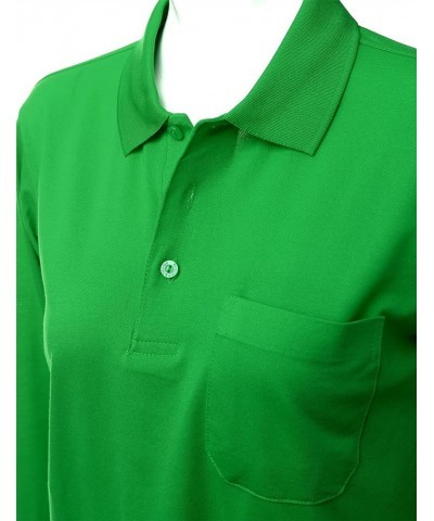 Women's Pique 180-200 TC Polo Dri Fit Collar T-Shirts Green $11.28 Shirts