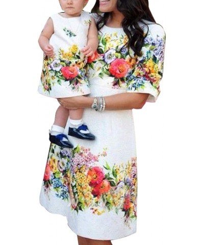 Mother and Daughter Matching Dress Summer Causal Sundress Cute Mini Outfits White Flower $12.95 Dresses