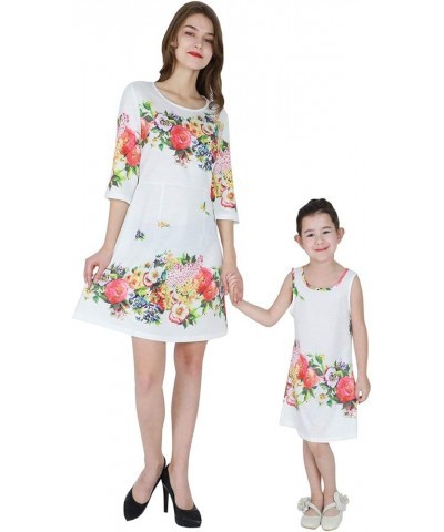 Mother and Daughter Matching Dress Summer Causal Sundress Cute Mini Outfits White Flower $12.95 Dresses