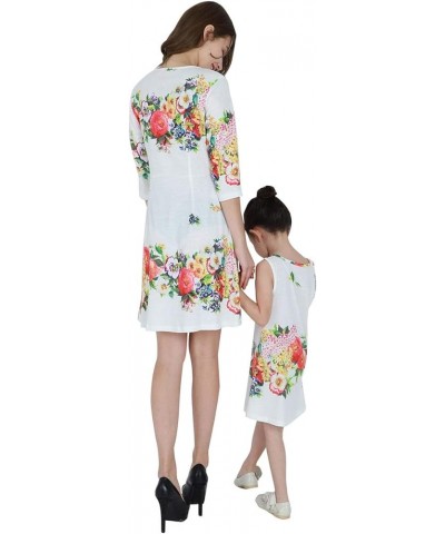 Mother and Daughter Matching Dress Summer Causal Sundress Cute Mini Outfits White Flower $12.95 Dresses