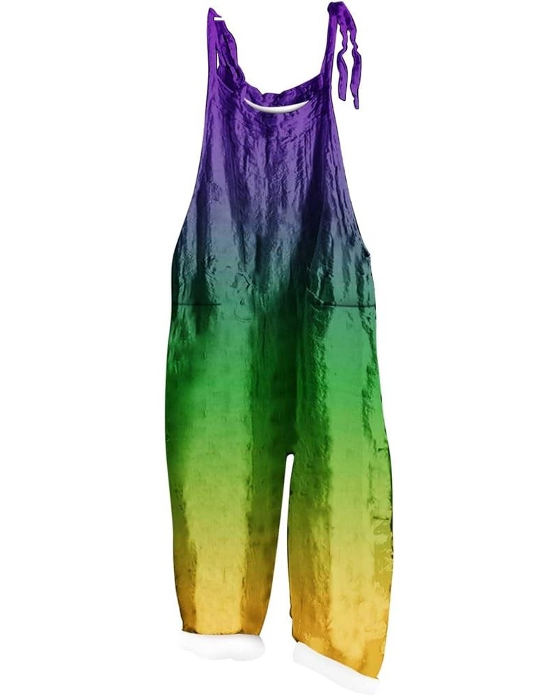 Mardi Gras Outfit for Women Mardi Gras Mask Print Jumpsuits Sleeveless Long Pants Fashion Overalls Plus Size Rompers Purple G...