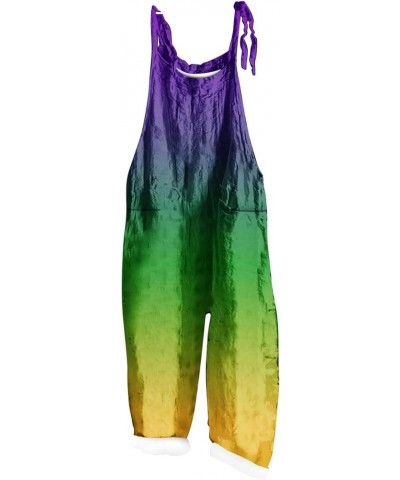 Mardi Gras Outfit for Women Mardi Gras Mask Print Jumpsuits Sleeveless Long Pants Fashion Overalls Plus Size Rompers Purple G...