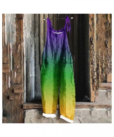 Mardi Gras Outfit for Women Mardi Gras Mask Print Jumpsuits Sleeveless Long Pants Fashion Overalls Plus Size Rompers Purple G...