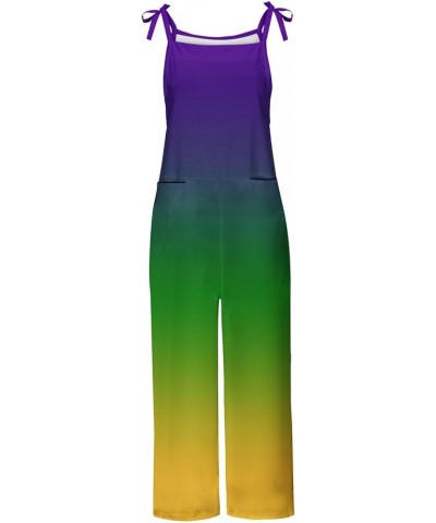 Mardi Gras Outfit for Women Mardi Gras Mask Print Jumpsuits Sleeveless Long Pants Fashion Overalls Plus Size Rompers Purple G...