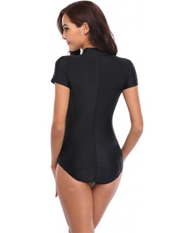 Women's Floral One Piece Rash Guard Swimsuit Sun Protection Full Black $8.67 Swimsuits