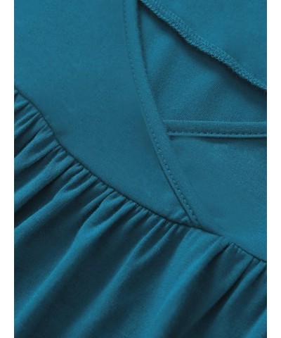 Women's Soft Pajama Set Bermuda Sleep Shorts with V-Neck Top Teal $18.69 Sleep & Lounge