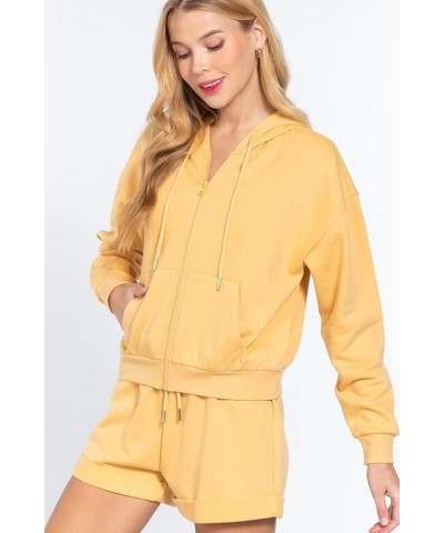 Women's Long Sleeve Inner Brushed French Terry Oversized Hoodie Zip Up Jacket Vanilla $13.50 Hoodies & Sweatshirts