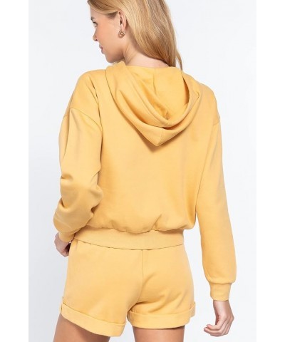 Women's Long Sleeve Inner Brushed French Terry Oversized Hoodie Zip Up Jacket Vanilla $13.50 Hoodies & Sweatshirts