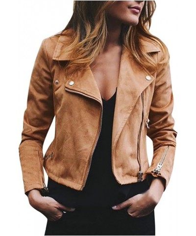 Faux Leather Jacket Women Plus Size Motorcycle Zipper Bomber PU Biker Coat Short Lightweight Vegan Pleather Fashion Faux Leat...