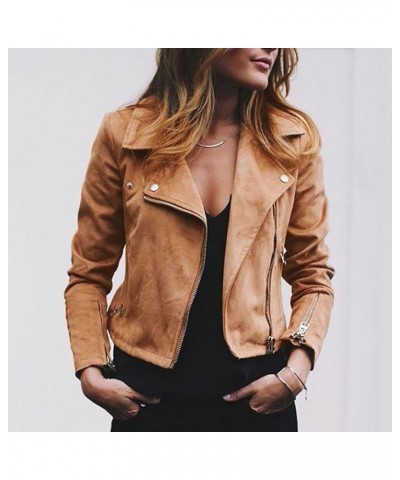 Faux Leather Jacket Women Plus Size Motorcycle Zipper Bomber PU Biker Coat Short Lightweight Vegan Pleather Fashion Faux Leat...