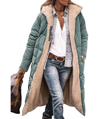 Women's 2024 Winter Fashion Clothes Oversized Shearling Fleece Long Coats Jackets Grey Green $47.29 Jackets