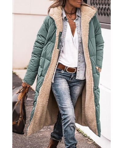 Women's 2024 Winter Fashion Clothes Oversized Shearling Fleece Long Coats Jackets Grey Green $47.29 Jackets