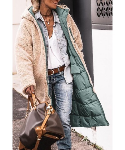 Women's 2024 Winter Fashion Clothes Oversized Shearling Fleece Long Coats Jackets Grey Green $47.29 Jackets