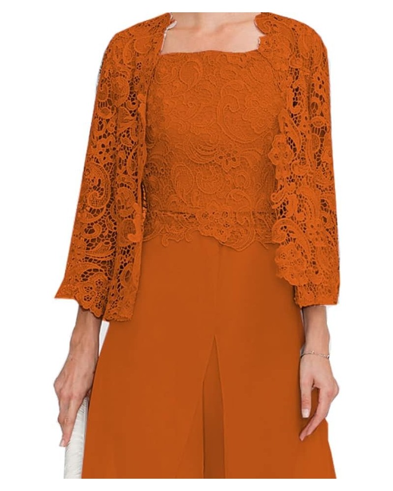 Women's Floral Lace Shrug Cardigan 3/4 Sleeve Crochet Bolero Jacket Wedding wraps NY016 Paprika $18.00 Sweaters